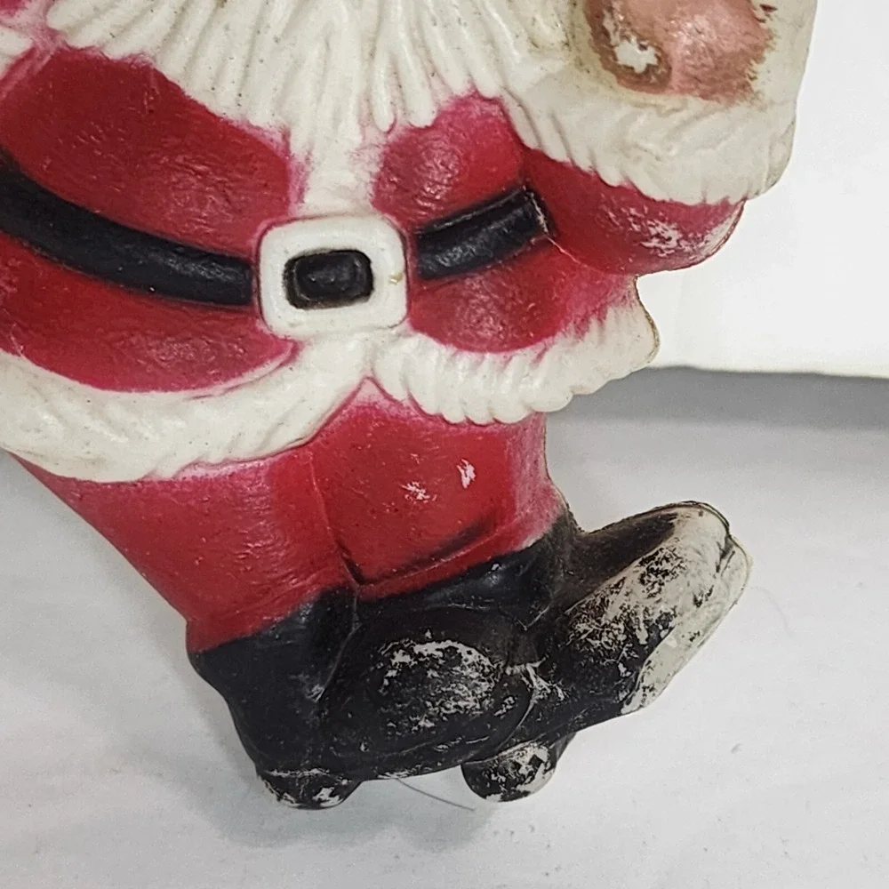 Vintage Santa Claus Plastic Blow Mold Christmas Ornament Hong Kong 4 inch
